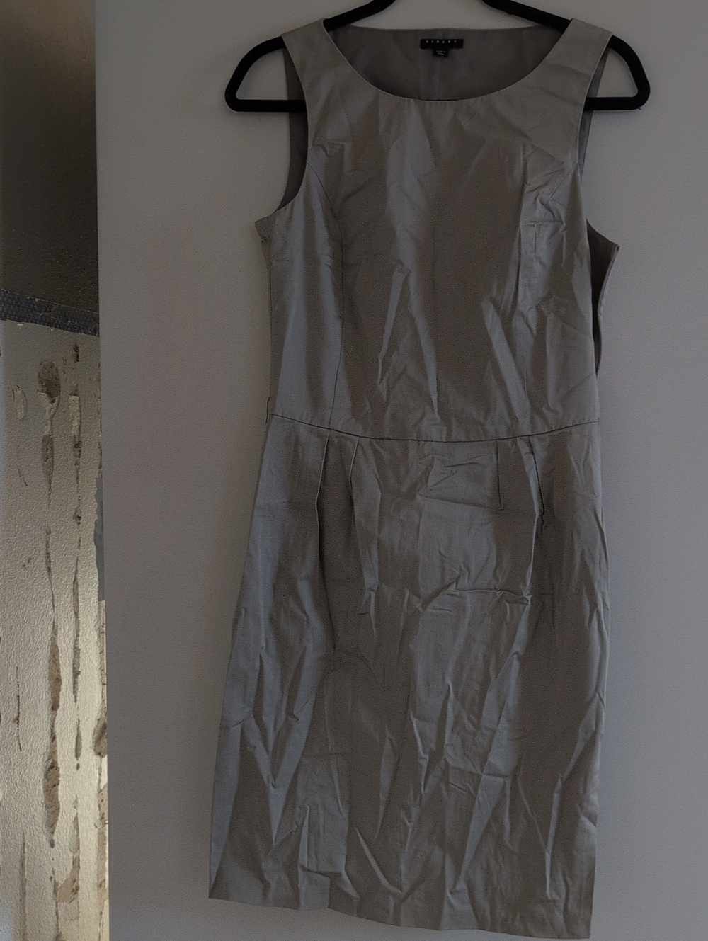Sisley Sleeveless Midi Sheath Dress in Taupe Gray